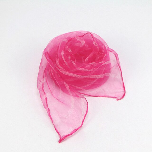 60*60 cm femmes rayé foulard bonbons couleur unie écharpes 20 pcs/paquet en mousseline de soie Nylon enfants Performance variété spectacle danse écharpes: Rose Rouge
