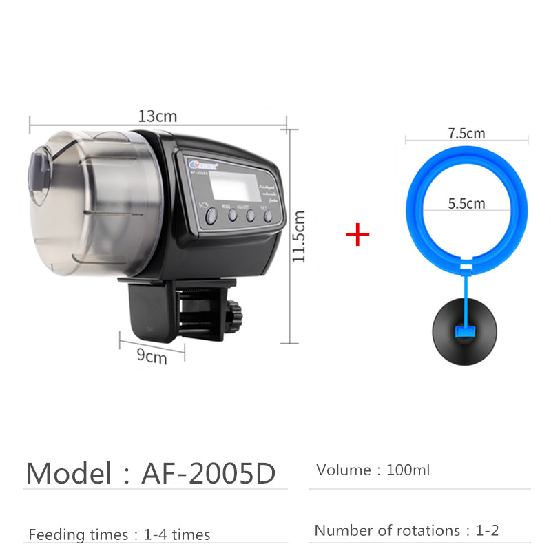 Aquarium Automatic Fish Feeder for Aquarium Fish Tank Auto Feeders with Timer Pet Feeding Dispenser LCD Display Fish Feeder: AF-2005D set 1