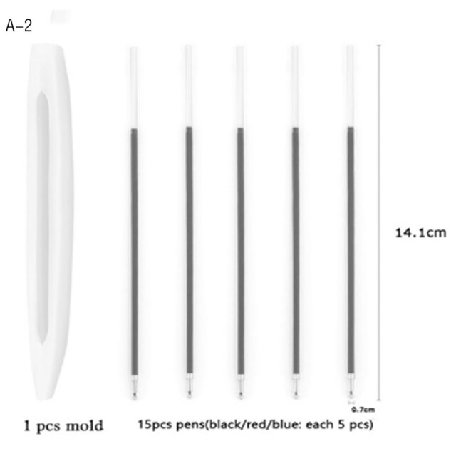 Resin pen mold expoxy pen refills silicium forme til resin art pen holder mold epoxy diy crafts resin casting forme: En -2 form og 15 penne