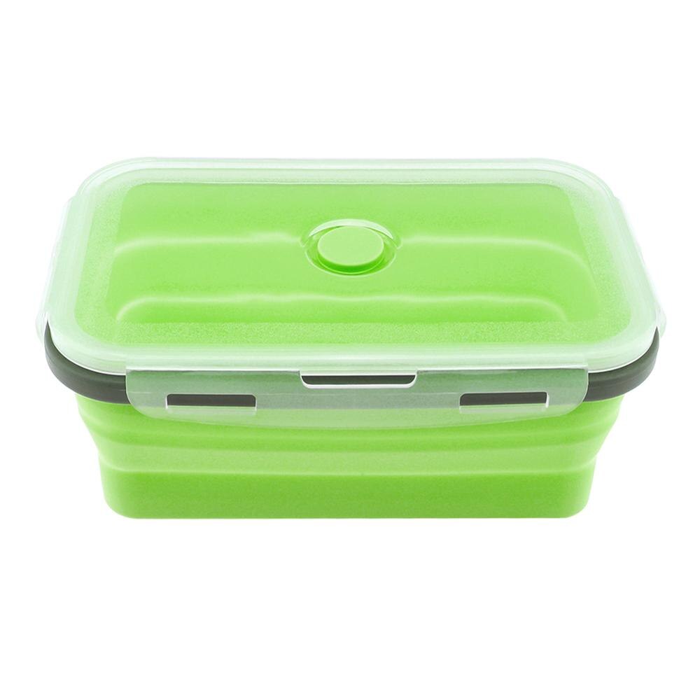 Bol circulaire en Silicone Portable, boîte à déjeuner pliable colorée, boîte à Bento 350/500/800/1200ml avec bouchon en Silicone: Green-1 / 800ml