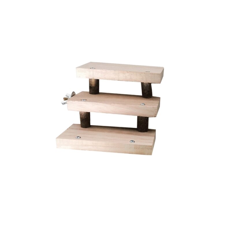 Escalera para hámster de madera Natural de 3/4/5/6/7/8 capas, juguetes para mascotas, loros, escaleras de escalada, , accesorio para jaula: A