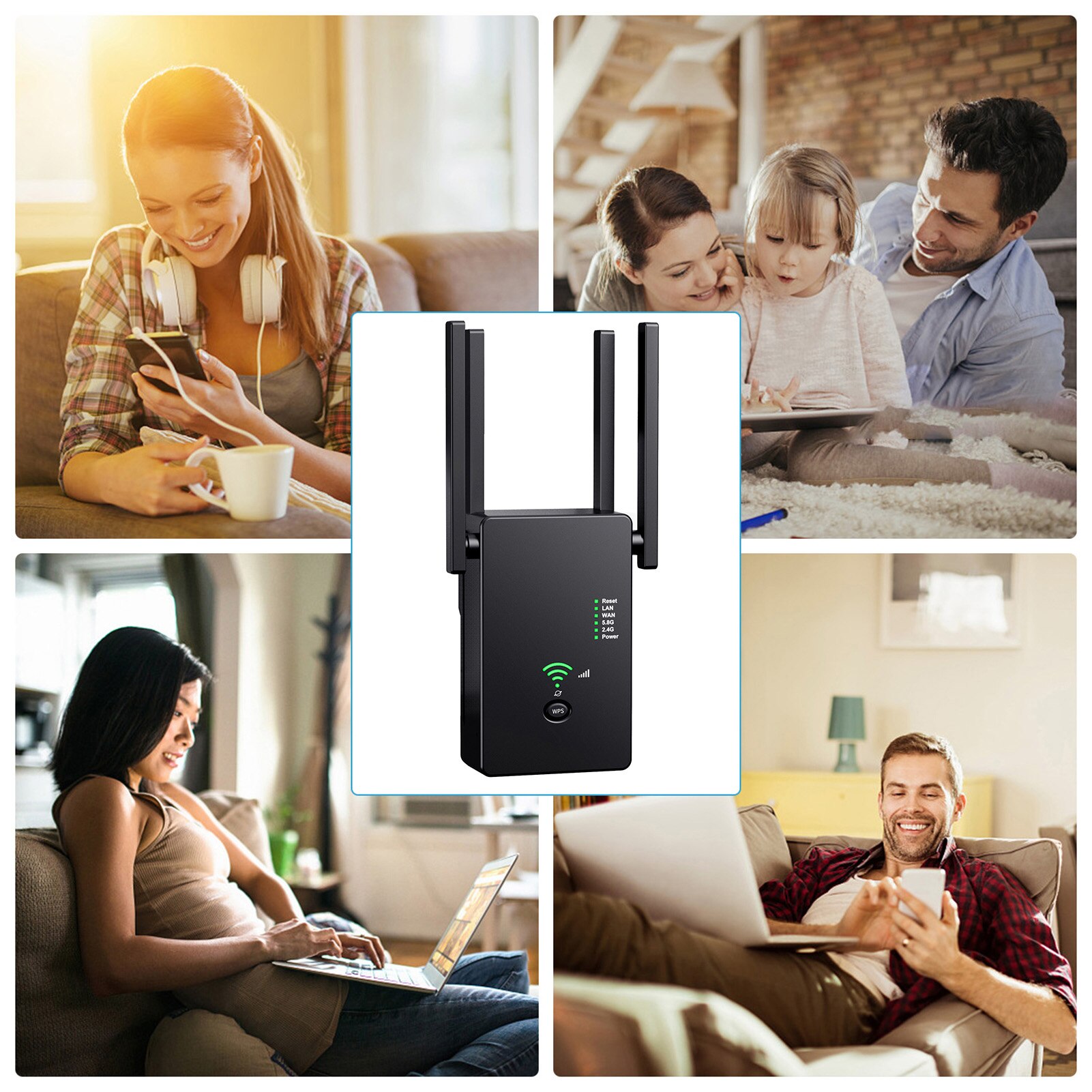 1200Mbps Mini Gigabit Wifi Router Dual Band 2.4GHz&5.8GHz Wifi Repeater Signal Booster Powerline adapter Extender Wireless AP