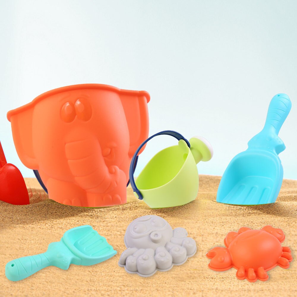 Juego de juguetes de playa para niños, Kit de herramientas de pala de silicona para verano, rastrillo de arena, juego de arena y caja de arena
