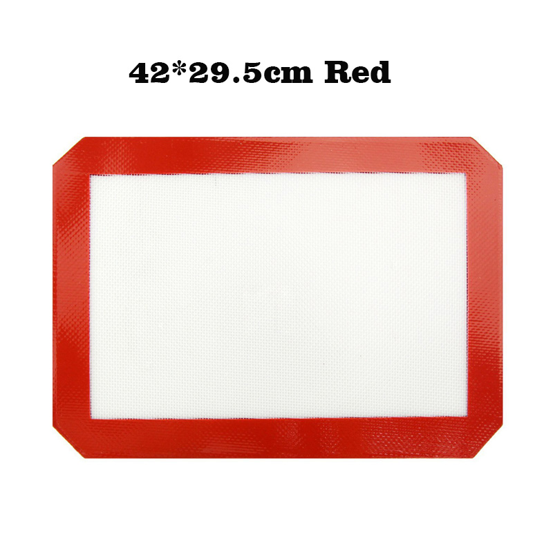 60*60cm Grote Maat Siliconen Bakken Mat 30cm Kneden Deeg Mat met Schaal Non Stick Rollende Gebak mat voor Bakken Keuken Tool: 42x29.5cm Red