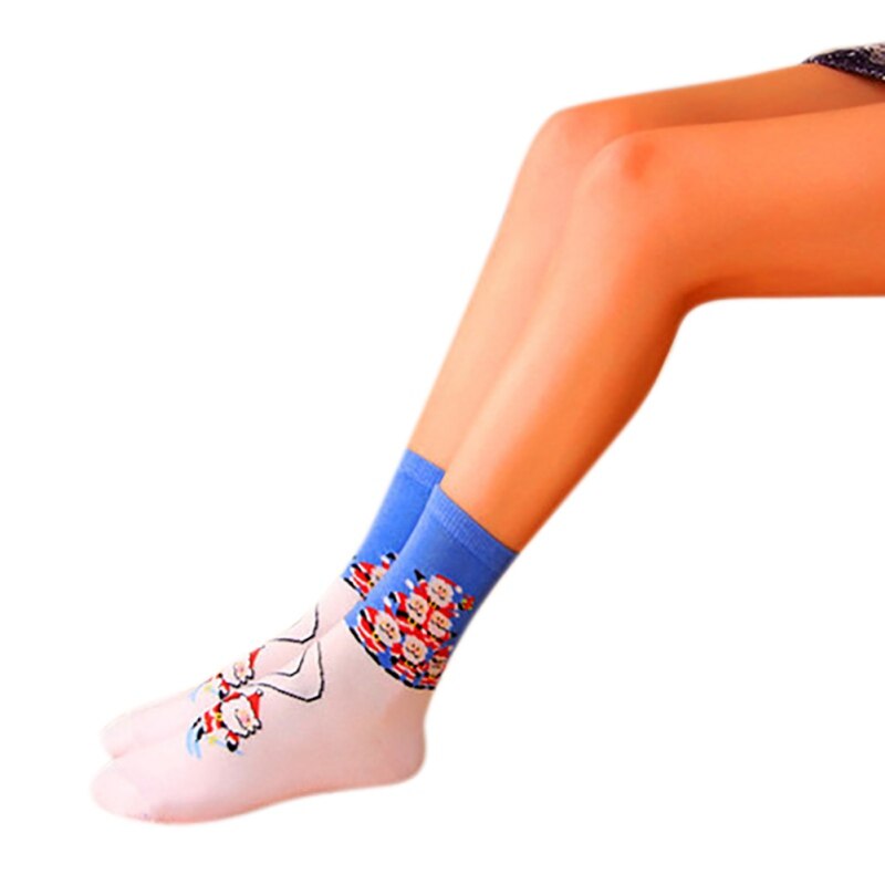 Christmas Socks Cotton Knit Crew Warm Socks For Girls Winter Novelty Christmas: J