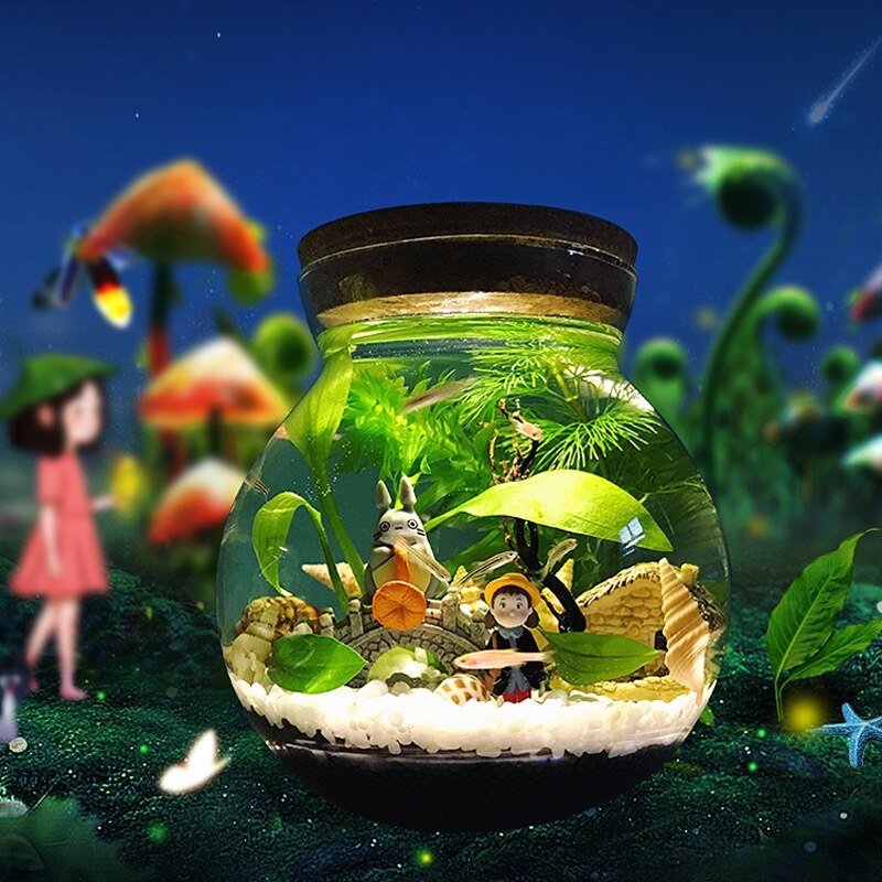 Botella ecológica portátil para acuario, Cubo de Micro paisaje, pecera de escritorio para oficina, vidrio ecológico