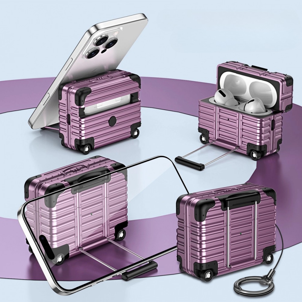 Individual Suitcase for Airpods 4 3 2 Pro Trendy Luggage Protective Case for Airpods1/2/pro2 -proof Headphone Case ﻿: 3XS / Dark Grey