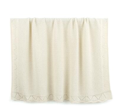 Baby tæppe strikket nyfødt swaddle wrap tæpper super blødt barn spædbarn sengetøj dyne til seng sofa kurv klapvogn tæpper: 82 w 392 hvide