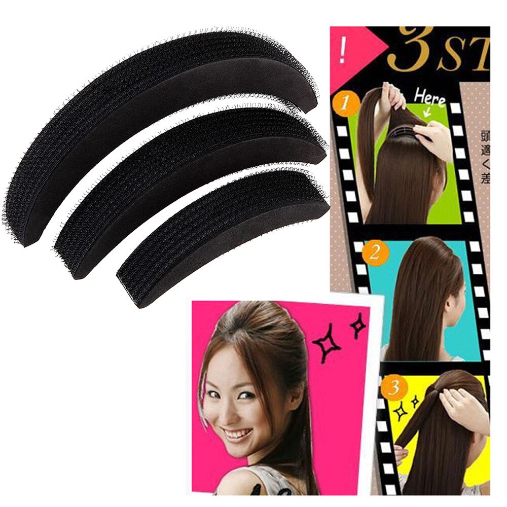 3Pcs Hair Volume Increase Puff Sponge Pad Bump Up Insert Base DIY Updo Styling FD