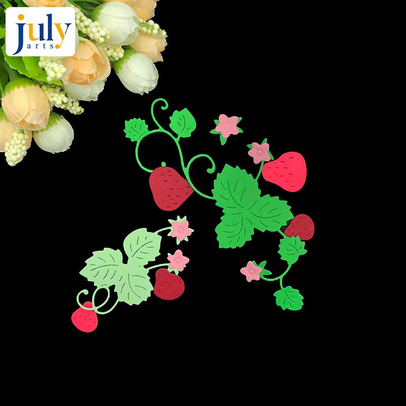 Julyarts matrices Scrapbooking modèles fraise voeux matrices de découpe en acier au carbone gaufrage pochoir carte matrices de découpe