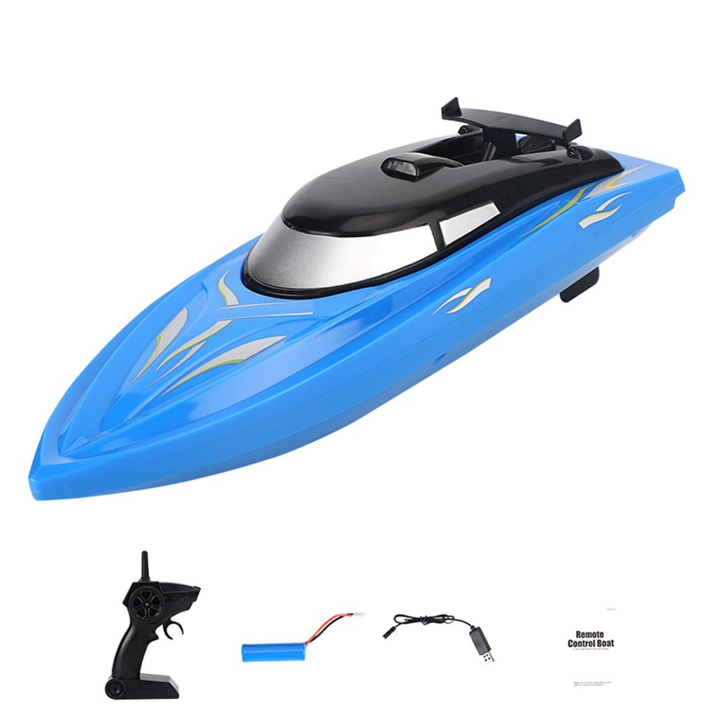 2.4G Remote Control Boat Speedboat Yacht Children Competition Boat Water Toy 30km Per Hour Waterproof Gauge Racing Ship RC Toy: Blue