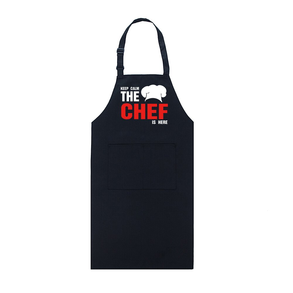 Chef Apron Food Service Uniforms Funny Printed Adjustable Halter Long Aprons Restaurant Hotel Kitchen Cafe Chef Workwear: Black