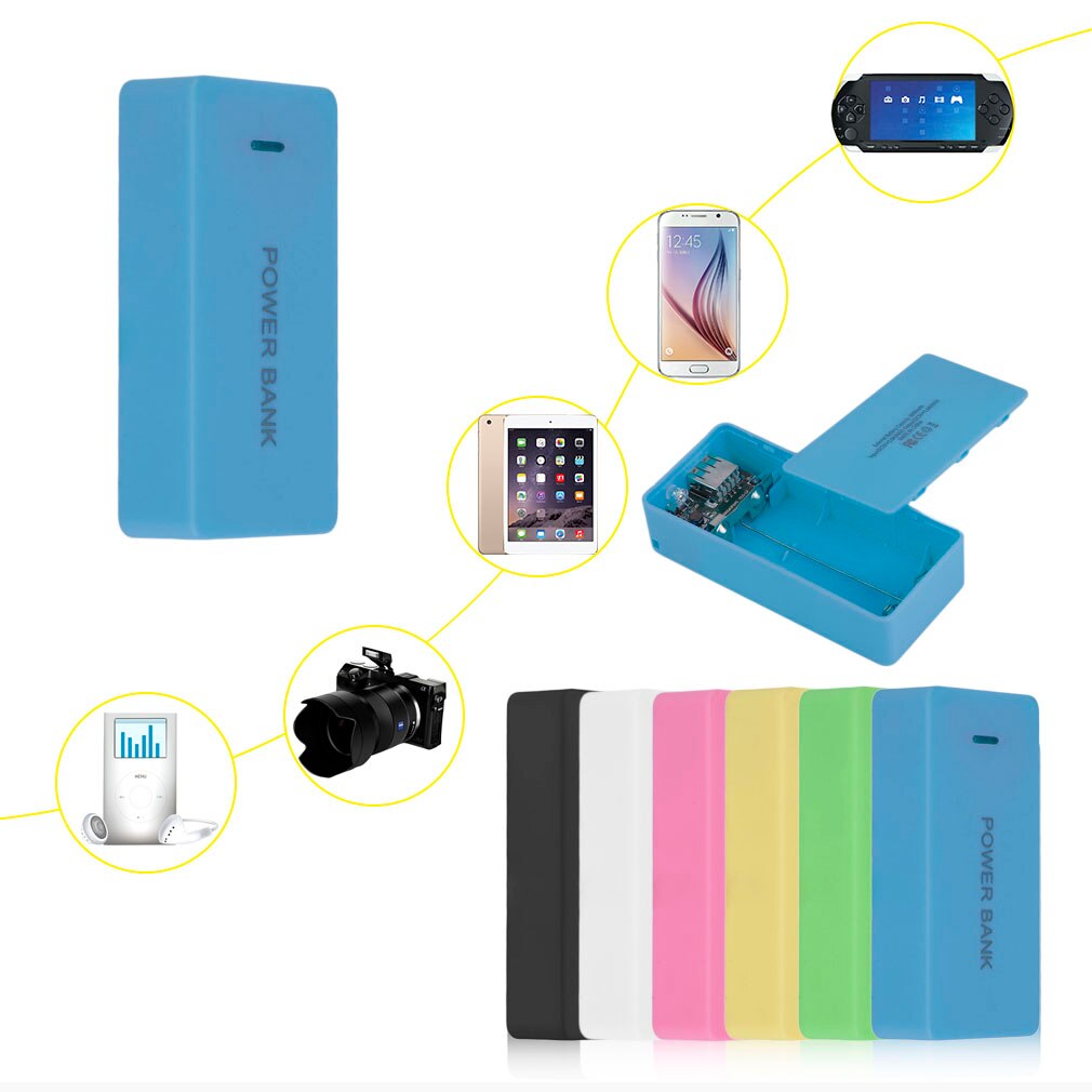 Portable Power Bank Case External Mobile Backup Powerbank Battery Case USB Universal Charger Adapter Storage Box