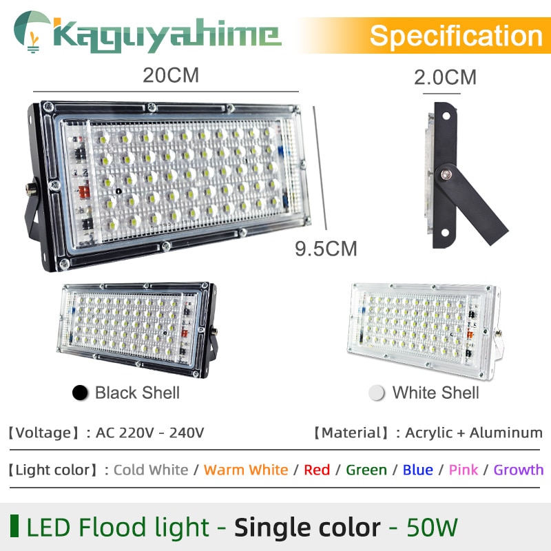 Kaguyahime LED Schijnwerper 50W 10W 220V 240V Reflector Licht Straat Lamp Waterdicht IP65 Outdoor Overstroming Licht tuin LED Spotlight