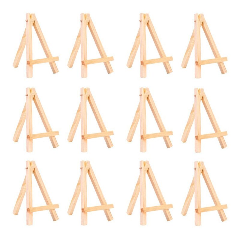 3 by 5 Inch Tiny Wood Easels Set for Paintings Craft Small Acrylics Oil Projects, Pack of 12