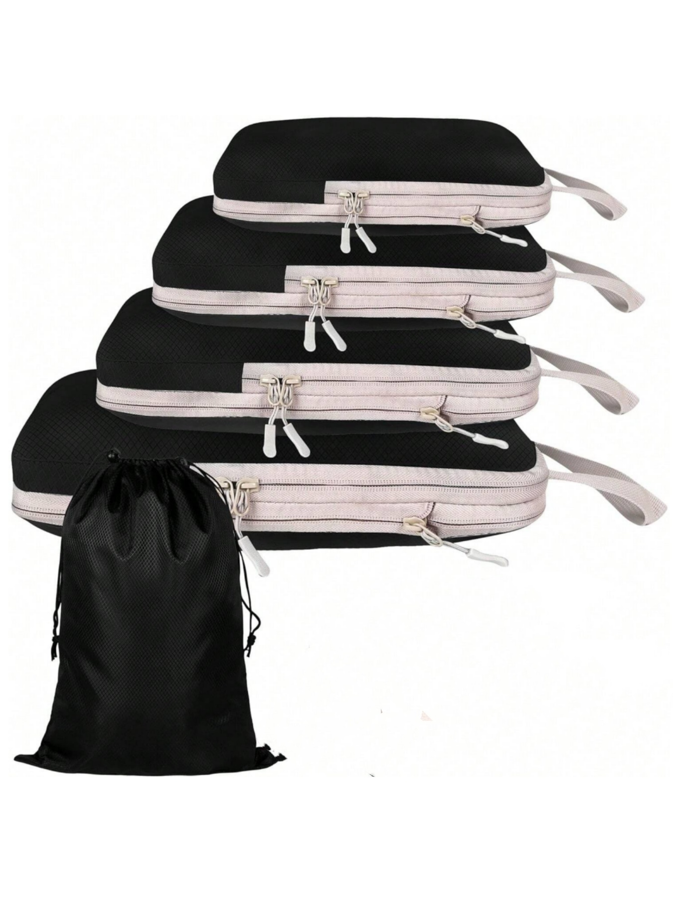 Set/6 stuks samendrukbare verpakking reisopbergtas kubussen waterdichte koffer nylon draagbaar met handtas bagage-organizer: green