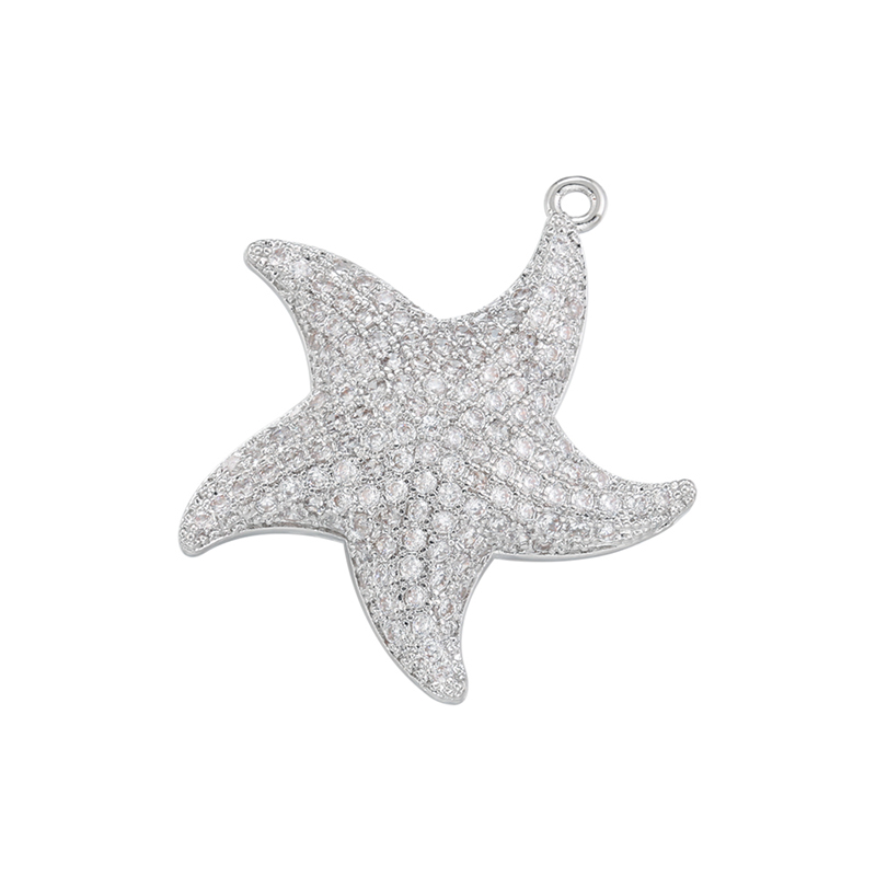 ZHUKOU-abalorios de estrella de mar para fabricación de joyas, colgantes de circonia cúbica para collares DIY, accesorios de joyería, VD1248: Color amarillo claro