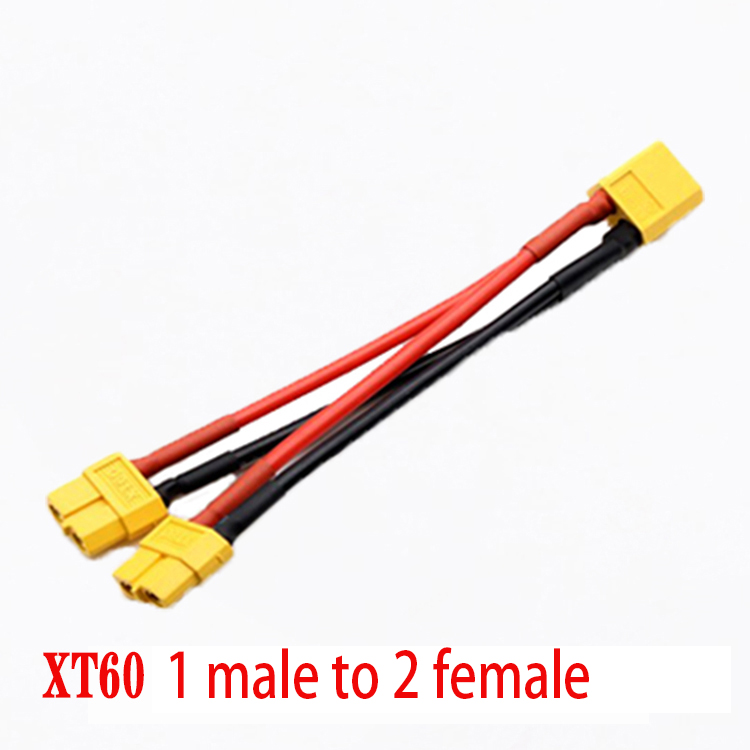 XT60 XT90 Male/Female Cable Parallel Battery Connector 3-Way 14AWG Silicone Wire Dual Extension Y Splitter for Charger Motor: Red