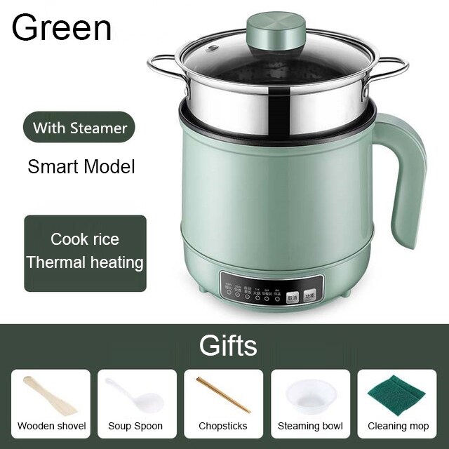 Household MultiCooker Electric Skillet Stainless Steel Rice Cooker Hotpot Noodles Soup Pot Eggs Food Steamer Heating Pan: 7 / US