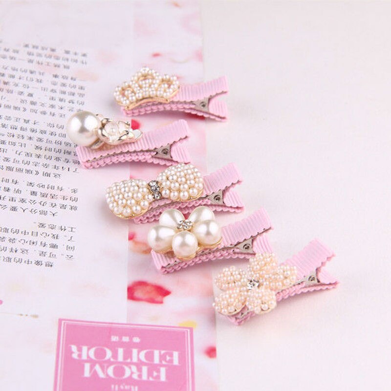 Korean Children's Pearl Hairpin Baby Hair Clips All-Inclusive Cloth Baby Girl Hair Accessories Birthday for Kids Crown