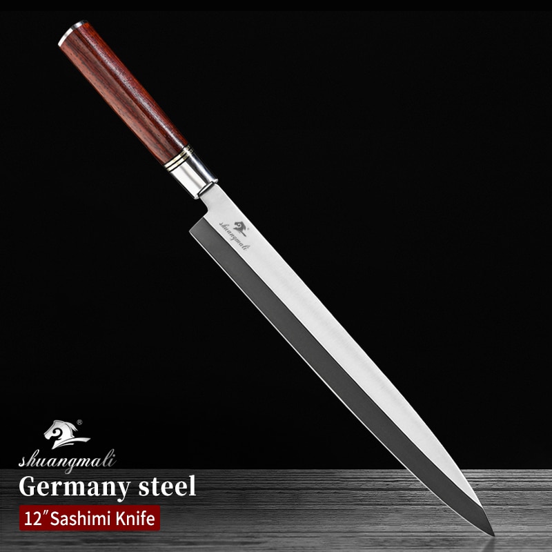 12 Inch Japanese Sushi Chef Knife Germany 1.4116 Steel Kitchen Sashimi Knives Box Slicing Salmon Fish Sushi Filleting Knife