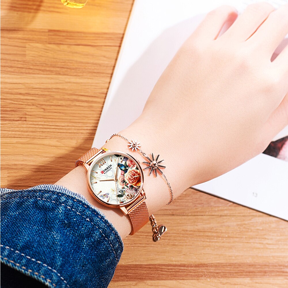 Dameshorloges curren dameshorloge casual dames quartz polshorloges met roestvrijstalen armband