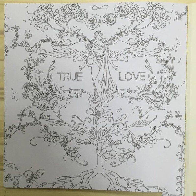 4pcs / lot 24 Pages English Coloring Books For Adult Kids Hand-drawn Relieve Stress Graffiti Painting Libros