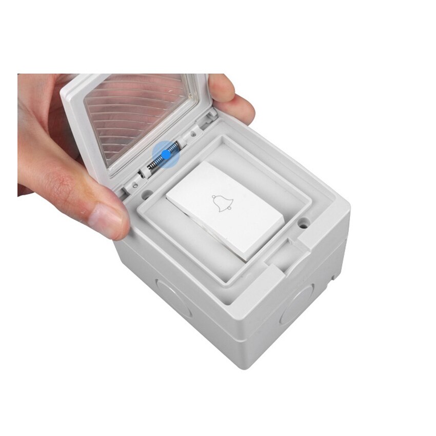 White Outdoor Waterproof Push Button Power Switch PC Flame Retardant Surface Mounted Wall Doorbell Switch 20A 250V