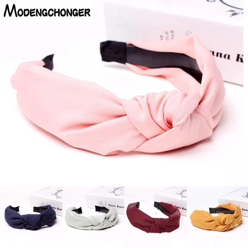 Einfarbig Haarbänder Turban Haar Lünette Nicht-Unterhose Zahn Frauen Elastische Stirnband Zwischen Knoten Haar Zubehör
