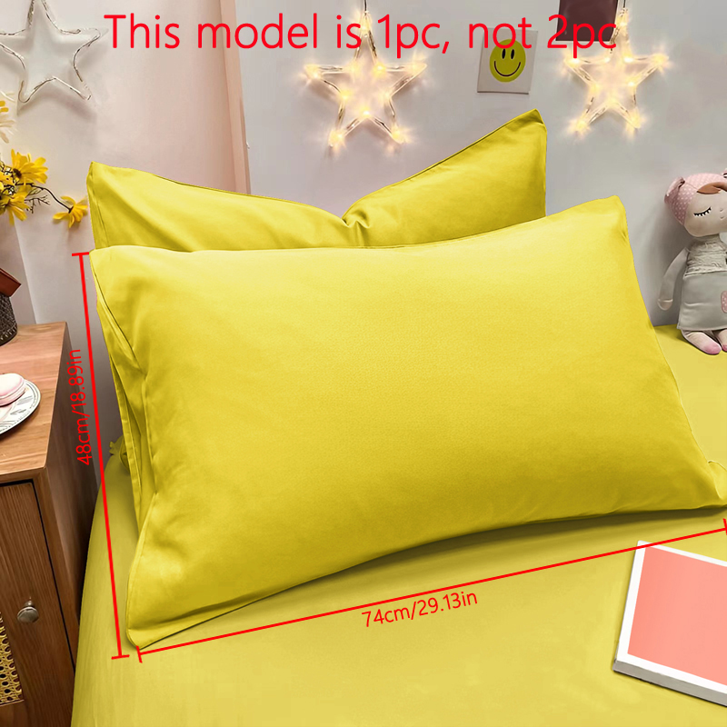 1 Piece Of Matte Solid Color Pillowcase, Bedroom Pocket Sealed Soft Pillowcase, Bedding: Yellow