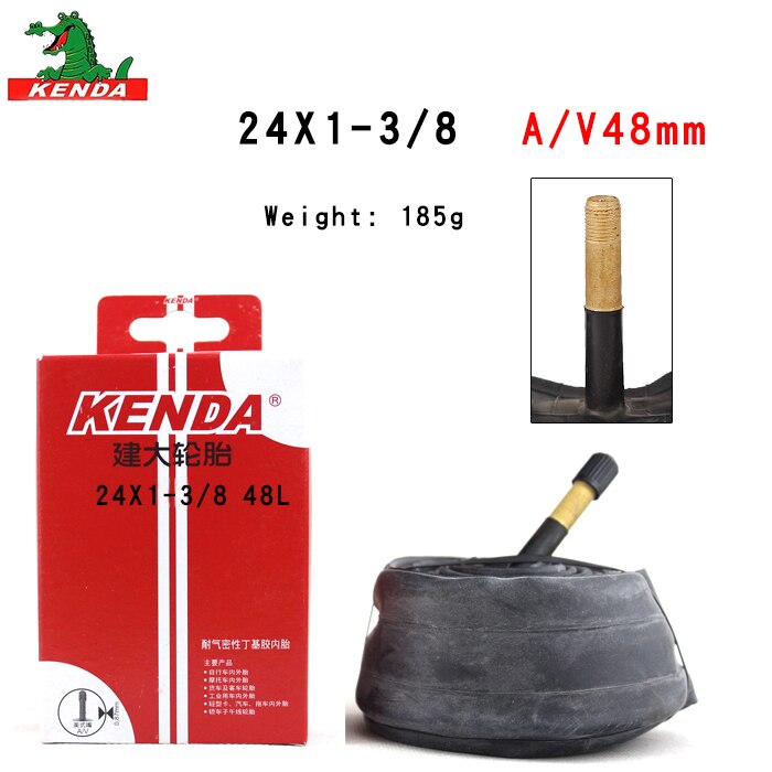 Kenda sykkel innerrør 22 tommer 24*1-3/8 1.25 1.5 1.75 1.9 av fv bmx sammenleggbare sykkeldekk sykling gummidekk gummirørdeler: 24 x 1-3-8 av48mm