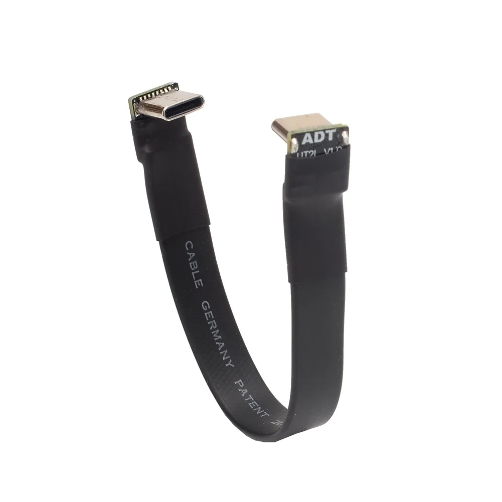 Cable plano de cinta USB 2,0 tipo C, extensión blindada, Cable FPC USB 2,0 USB-C, conectores en ángulo arriba/abajo de 90 grados, 5CM-3M para TV y PC