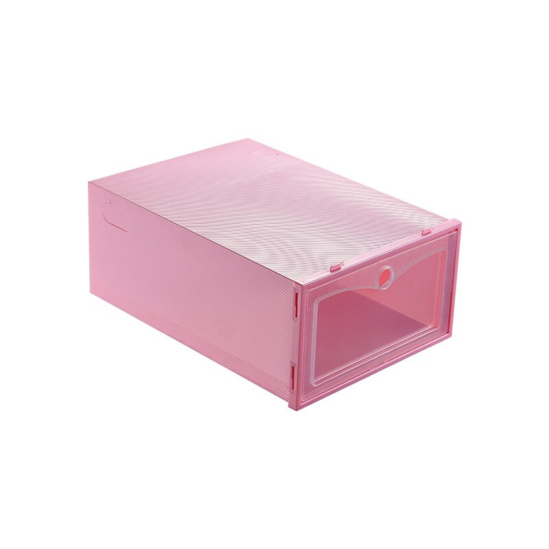 Diy Schoen Drawers Opslag Container Organisatoren Plastic Schoen Dozen Stapelbaar Floding: Large Pink