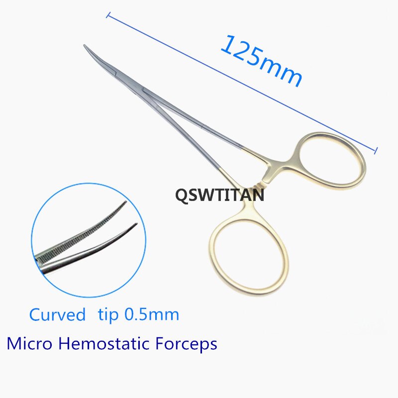 Microvasculaire Hemostatische Klem Tang Chirurgische Tang Hemostat Vergrendeling Klemmen Tang Vissen Tang: GOLD- Curved