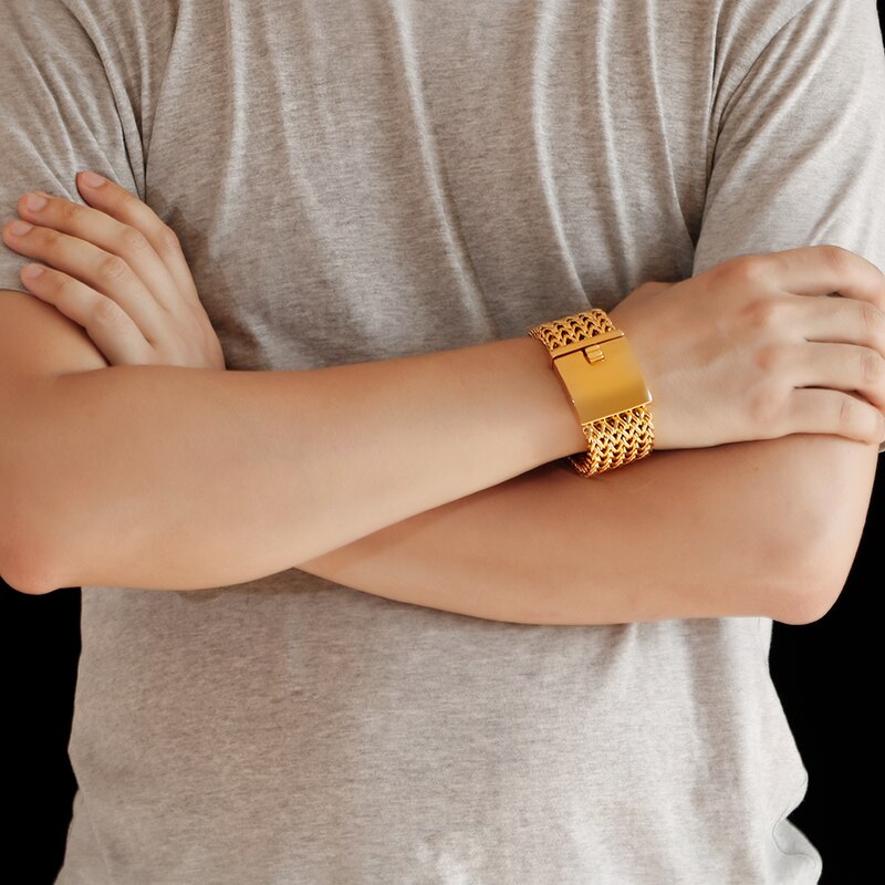 Kalen Rvs Link Chain Armbanden Hoge Gepolijst Dubai Gold Mesh Armbanden Mannen Cool Sieraden Accessoires