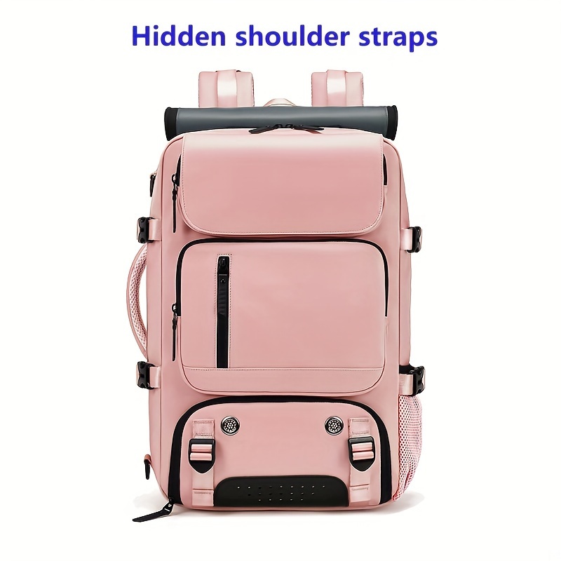 Woman travel backpack,waterproof 16 inch Business Laptop Backpack with Shoe Bag Hidden USB charging port Hiking camping backpack: Pink