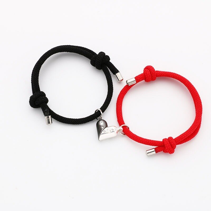 Bracelet hand-woven imported red and black rope couple bracelets a pair of magnet stone bracelets
