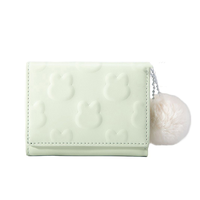 Cartoon Small Wallet Cute Korean Short Wallet Women's Solid Color Cute Rabbit Pattern Simple Multi Card Bag Zero Wallet: SKY BLUE