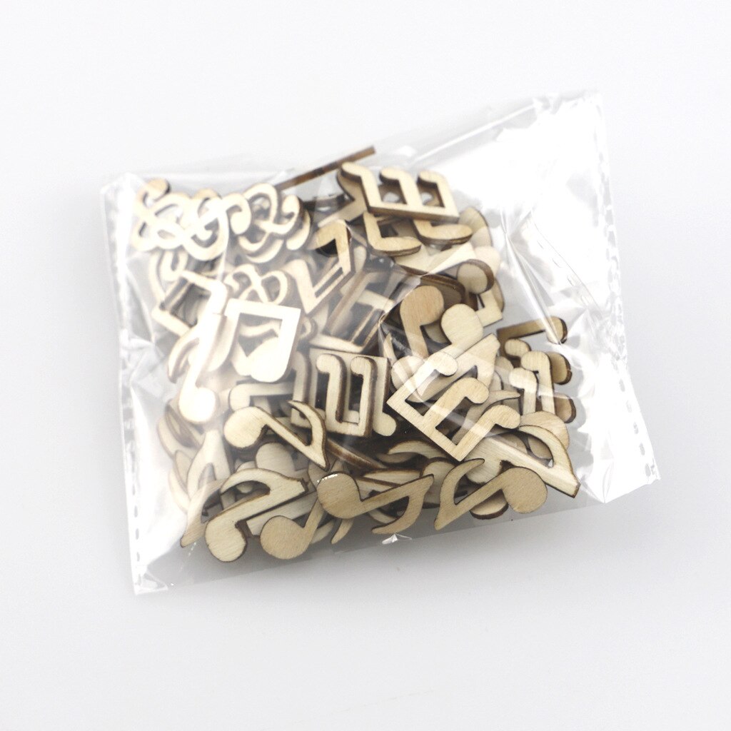 100Pcs Wood Cutouts Music Craft Embellishments Notes Unfinished Wood Ornaments for Wedding Music Themed Party Decoration
