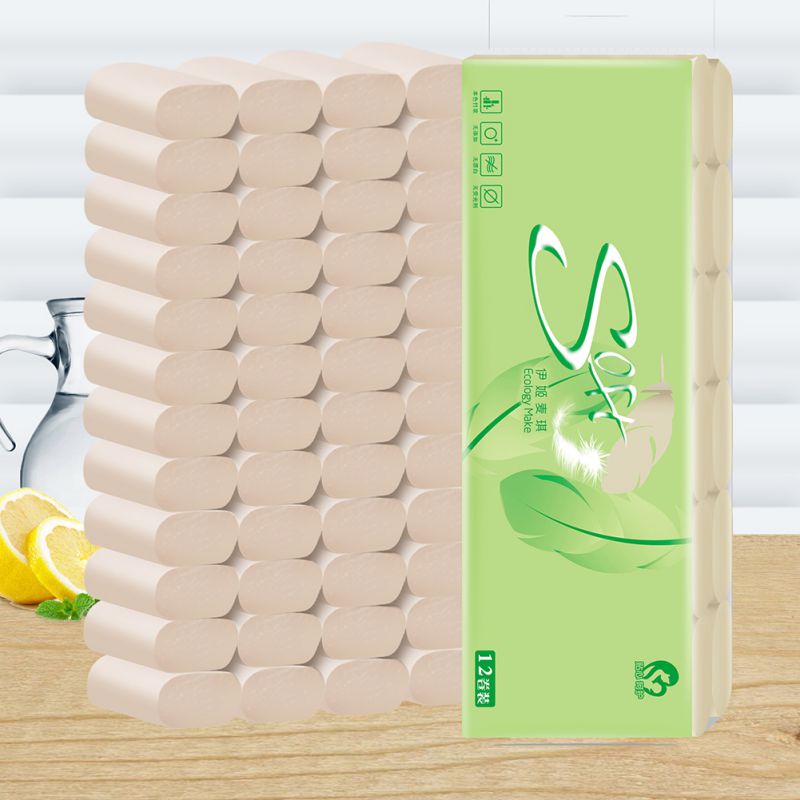 12 Rolls/set Toilet Paper Household Towel Bamboo Pulp Natural Useful Disposable Toilet Paper for Home Bath