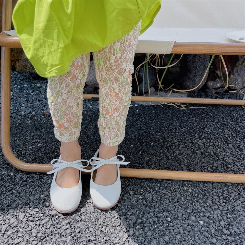 2342A abbigliamento per bambini Leggings in pizzo estate 2022 nuovi pantaloni coreani per bambini pantaloni sottili in pizzo da ragazza