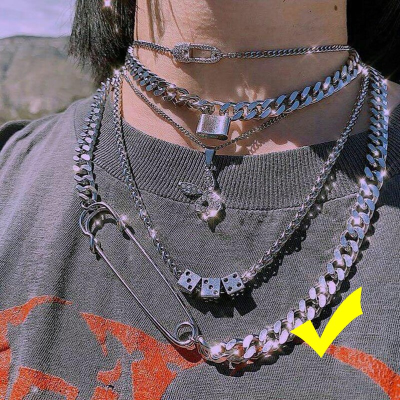 Ins vintage sjov terning vedhæng halskæde harajuku nøglering choker pin halskæde til kvinder piger smykker: Stor pin halskæde