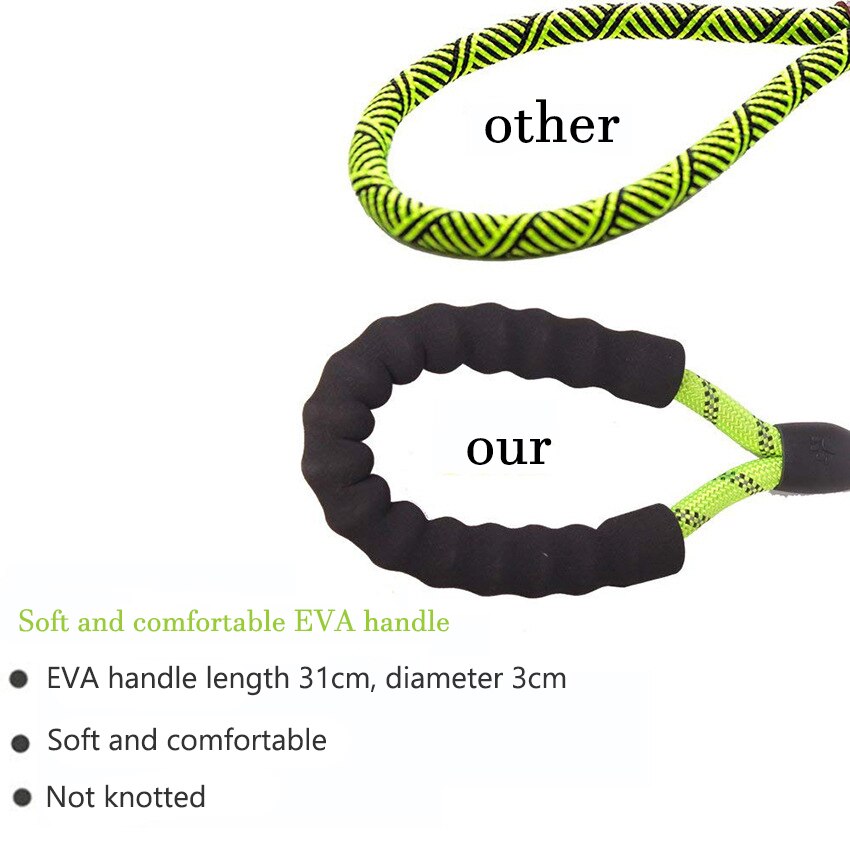 Laisse pour chien en Nylon, corde ronde d'escalade réfléchissante, Durable, 1.5M, petit et moyen gabarit, avec poignée confortable