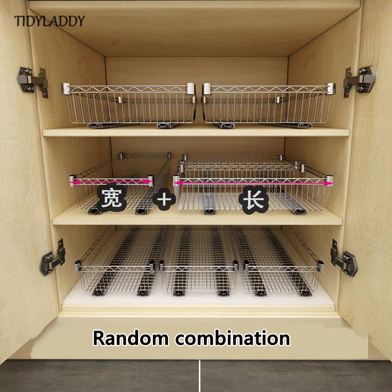 Diy Schrank Schublade Korb Küche Lagerung Regal Organizer Schiebe Schrank Korb Herausziehen Metall Schublade Typ Gittergewebe Korb