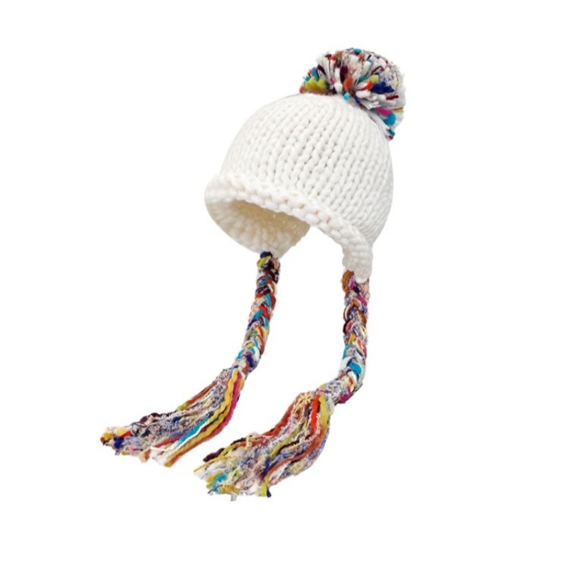 Mütze Männer Frauen bunte Quaste Twist flechten Hütte Herbst Winter warme Gehörschutz kappen Studenten vielseitige einstellen Kopf gestrickt