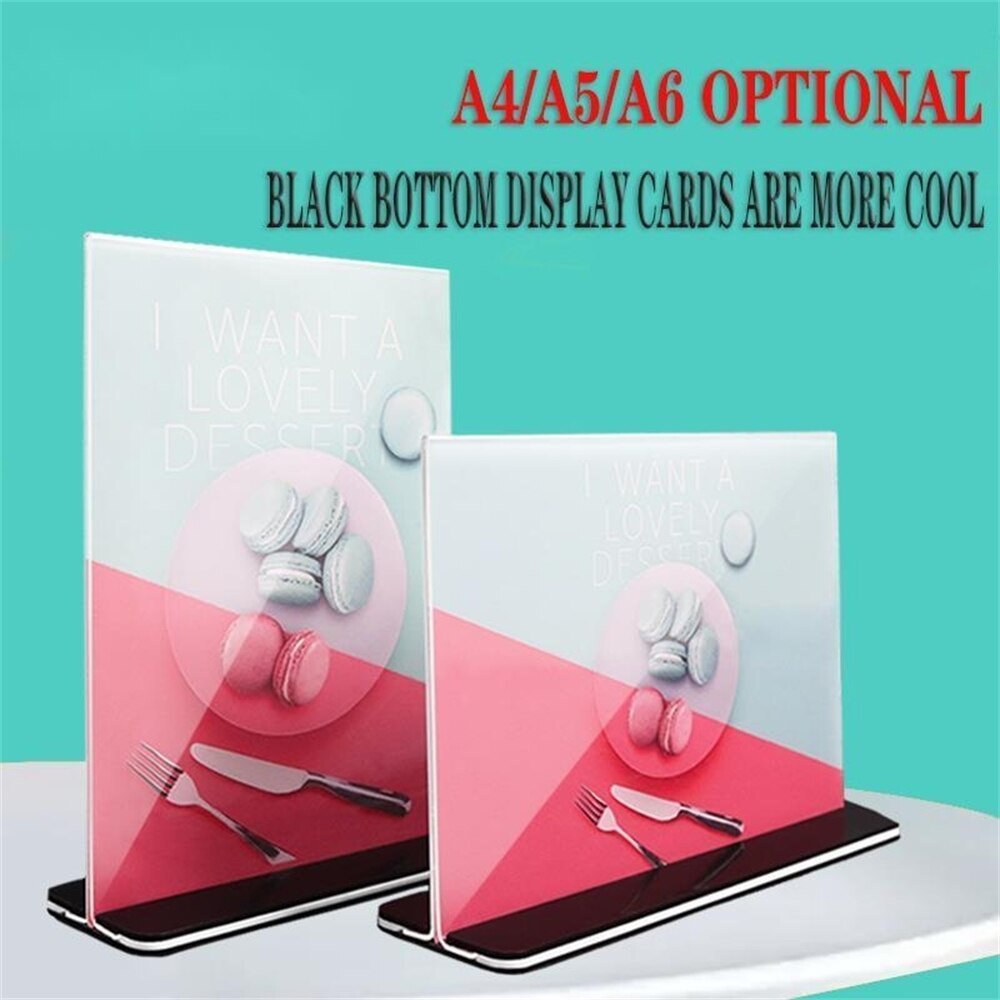 Acrylic Stand Brand A5 Double-sided Transparent Milk Tea Shop Menu Wine Crystal High-end Pull-out T-shaped Display Stand