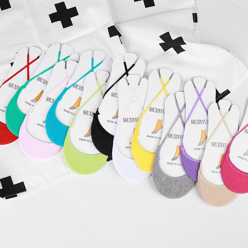 Zachte Katoen Slippers Vrouwelijke Kleurrijke Hoge Hakken Sokken Mode Vrouwen Ademend Boot Sokken Zomer Korte Onzichtbare Sok 5 Paren/partij: M multi color