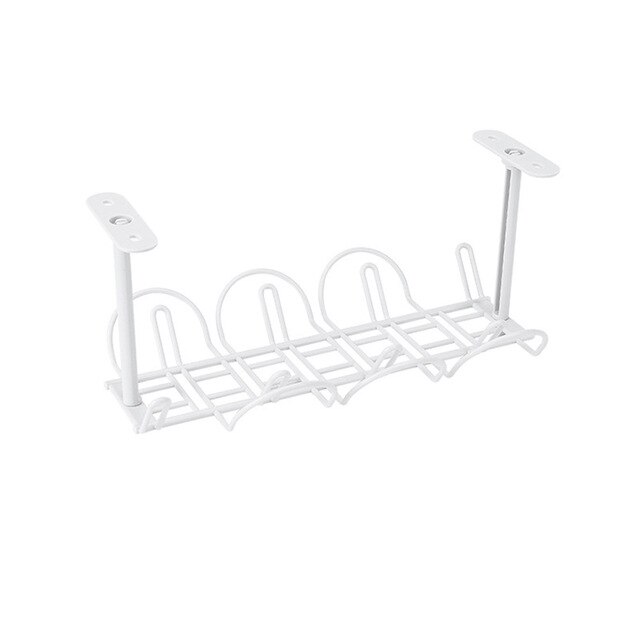 Storage Rack Under Desk Cable Management Tray Wire Cord Power Strip Adapter Organizer Shelf Home Living Room: White
