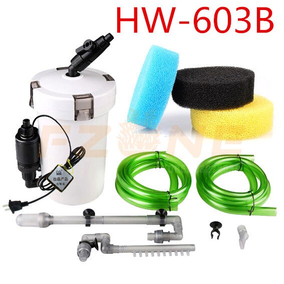 Filtro para acuario Sunsun, Ultra silencioso, filtro cilíndrico externo para acuario, cubo Pre filtro, cubo para peces y plantas: HW603B With Pump