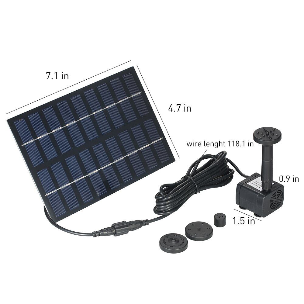 Zonne-energie Waterpomp Borstelloze Dc Solar Power Fontein Pool Waterpomp Garden Plants Watering Solar Vijver Pomp Kit 9V 1.8W